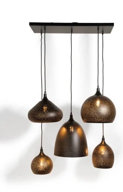 Arjen hanglamp 5*E27 - Zwart/Goud