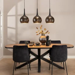 Arjen hanglamp 3*E27 - Zwart/Goud