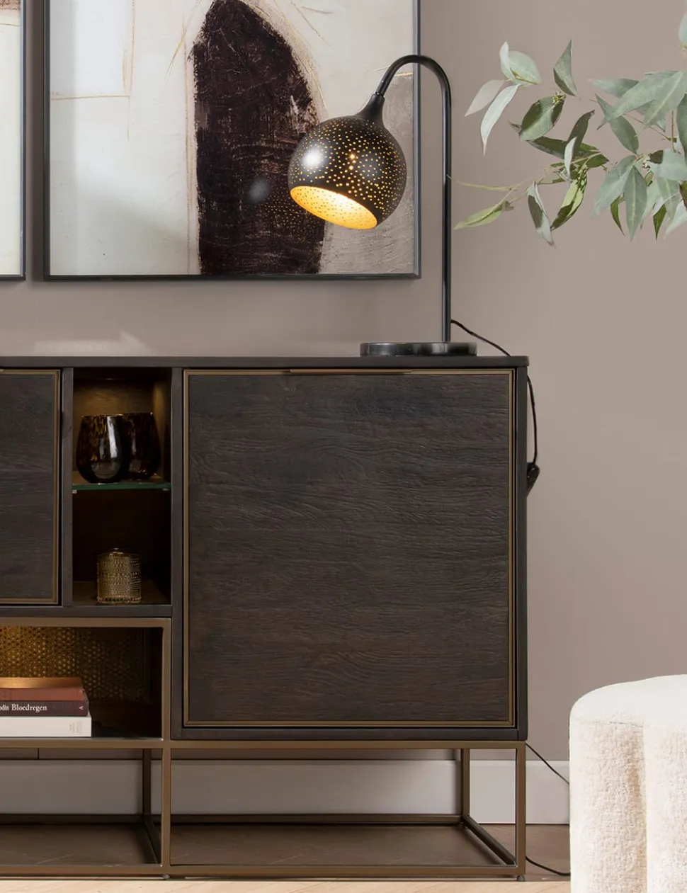 Arjen tafellamp 1*E27 - Zwart/Goud