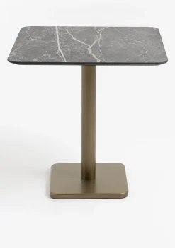 Brest bistrotafel marble light grey 75x75cm - Goud