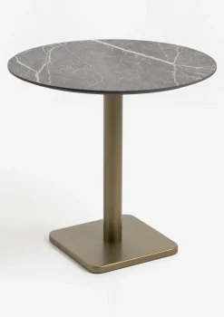 Brest bistrotafel marble light grey D80cm - Goud