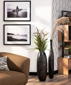 Faye vaas H75cm - Zwart