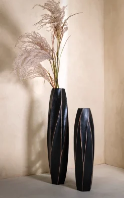 Merle vaas H63cm - Zwart