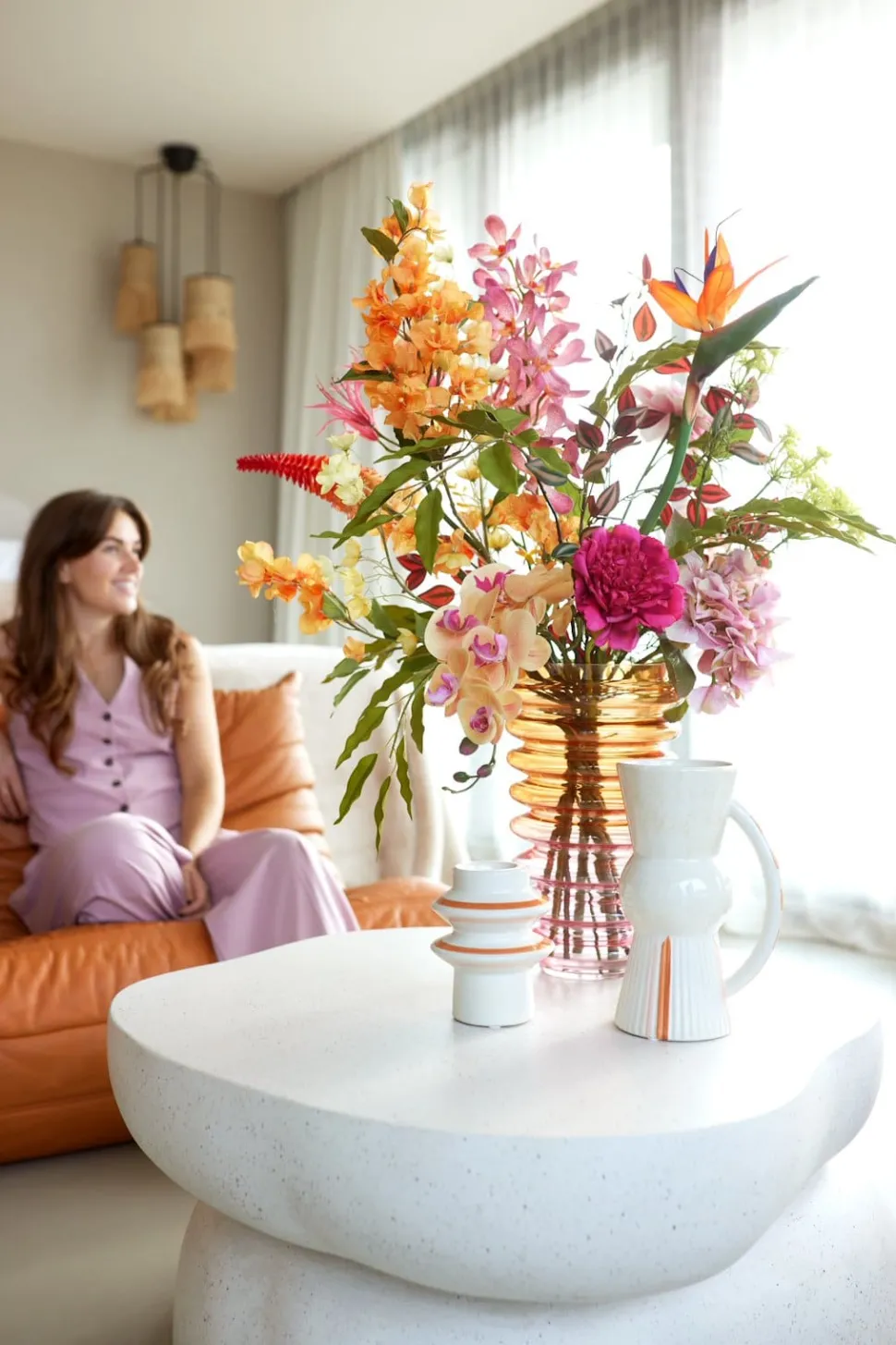 Nora kandelaar H15cm - Multikleur