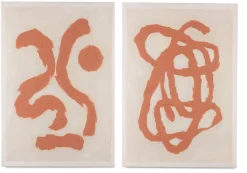 Organic Abstract set van 2 schilderijen 70x100cm - Oranje