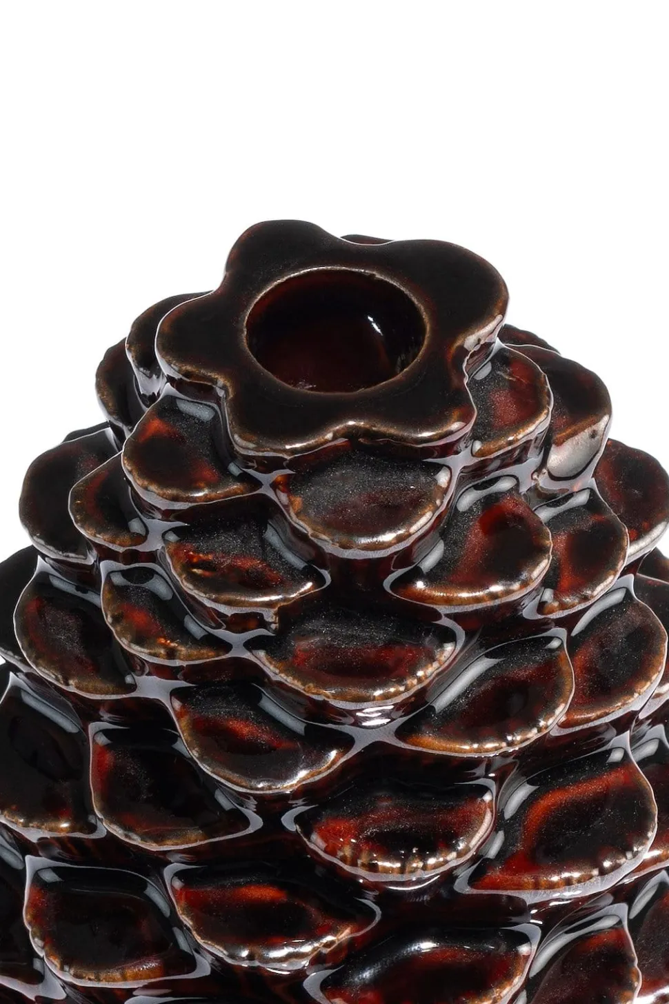 Pine kandelaar H12cm - Bruin