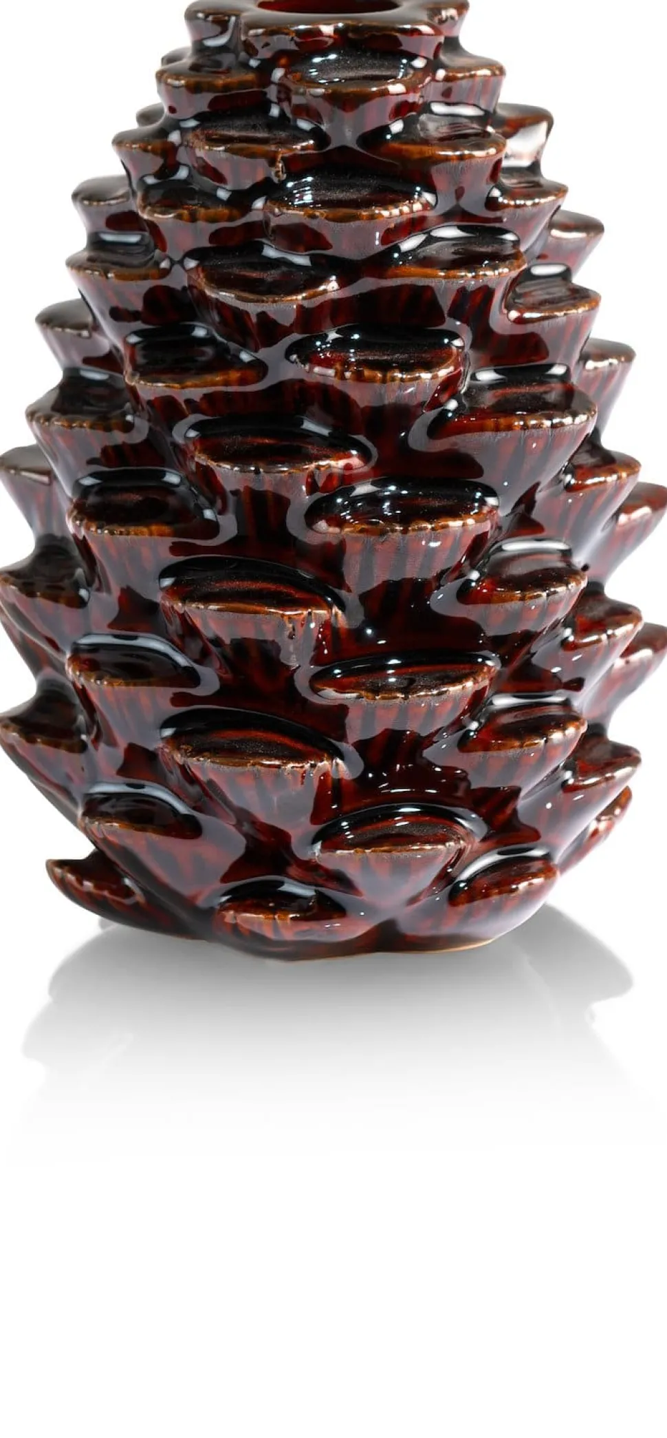 Pine kandelaar H15cm - Bruin