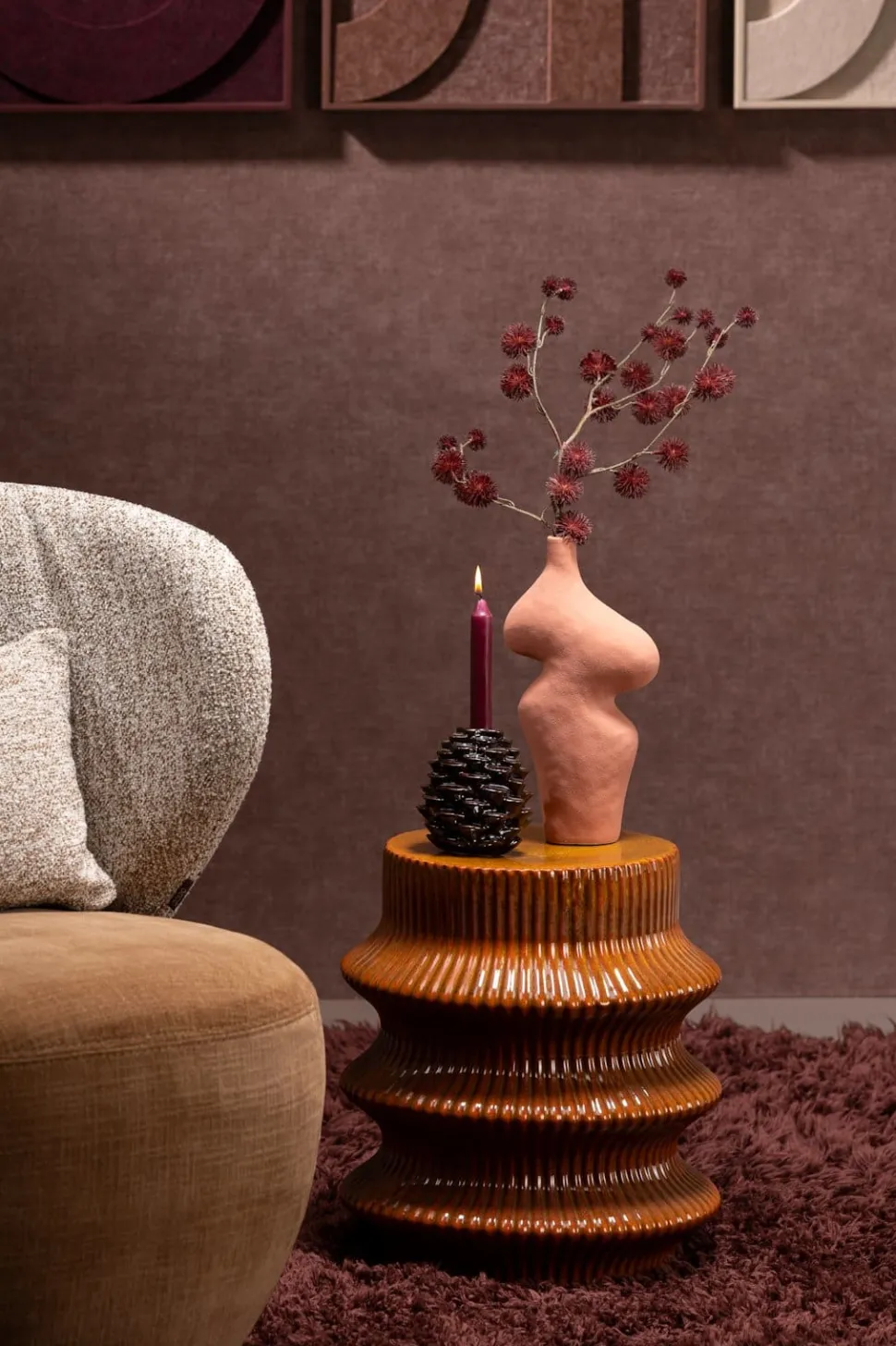 Pine kandelaar H15cm - Bruin