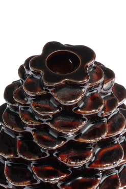 Pine kandelaar H15cm - Bruin