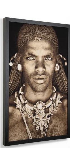 Samburu Warrior schilderij 75x125cm - Multikleur