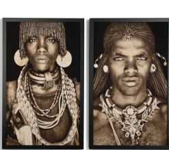 Samburu Warrior schilderij 75x125cm - Multikleur